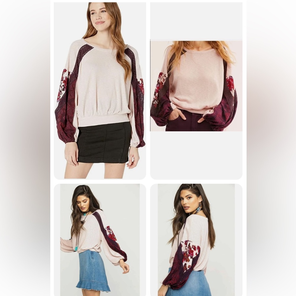 Free People "Casual Clash Top" (Rose) Thermal Top size XS